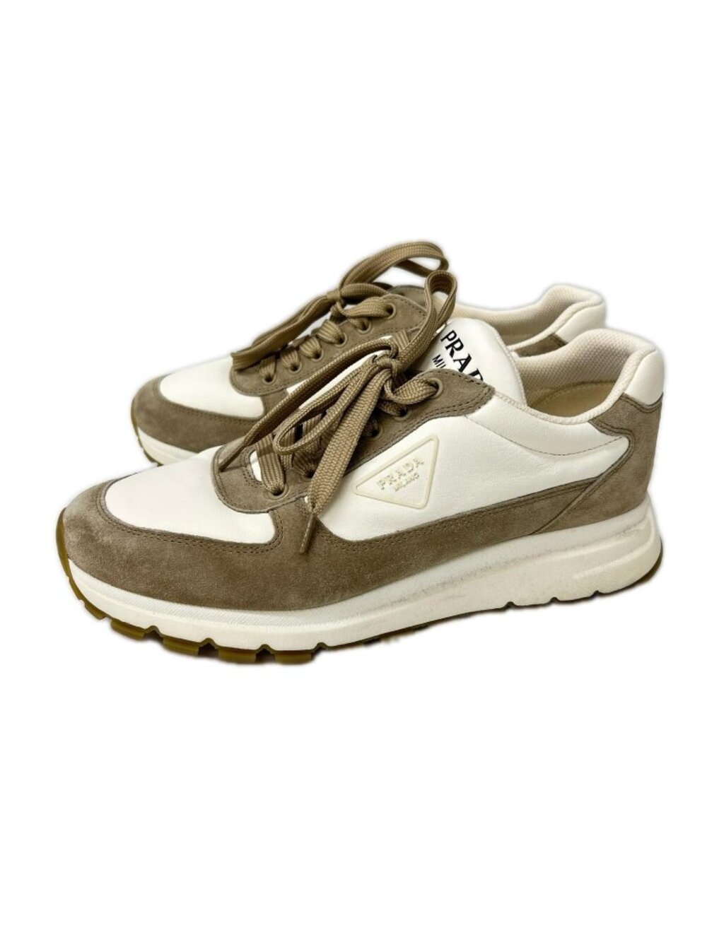 Prada Triangle Logo Leather Sneakers 6.5